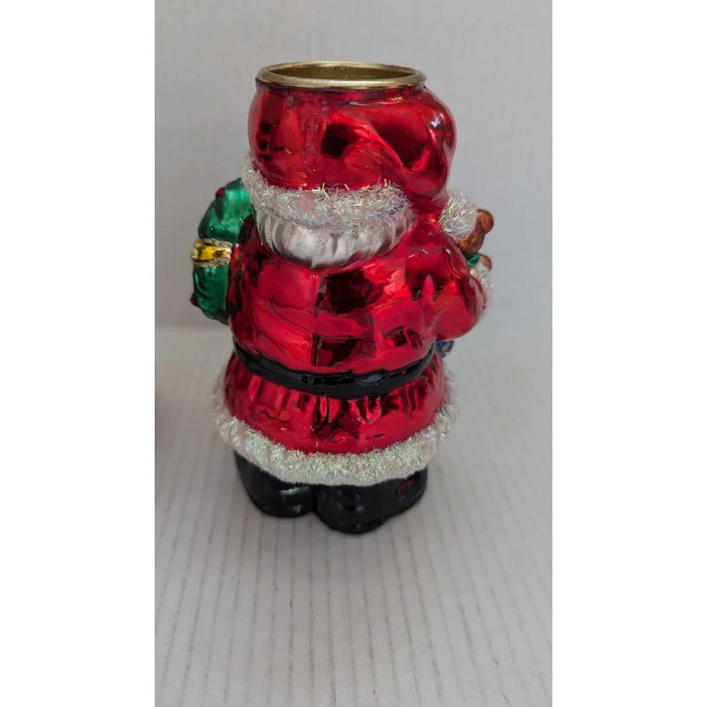 Vtg Christmas Santa Candleholders Glass Mercury Decor Set of 2 NEW
